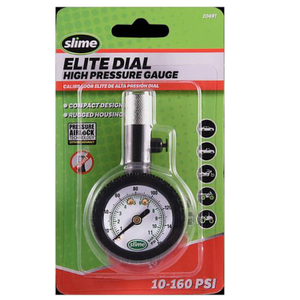 Slime 20491 Tire Pressure Gauge, Elite High Pressure Dial Gauge, Airlock Technology, Analog, 10160 psi