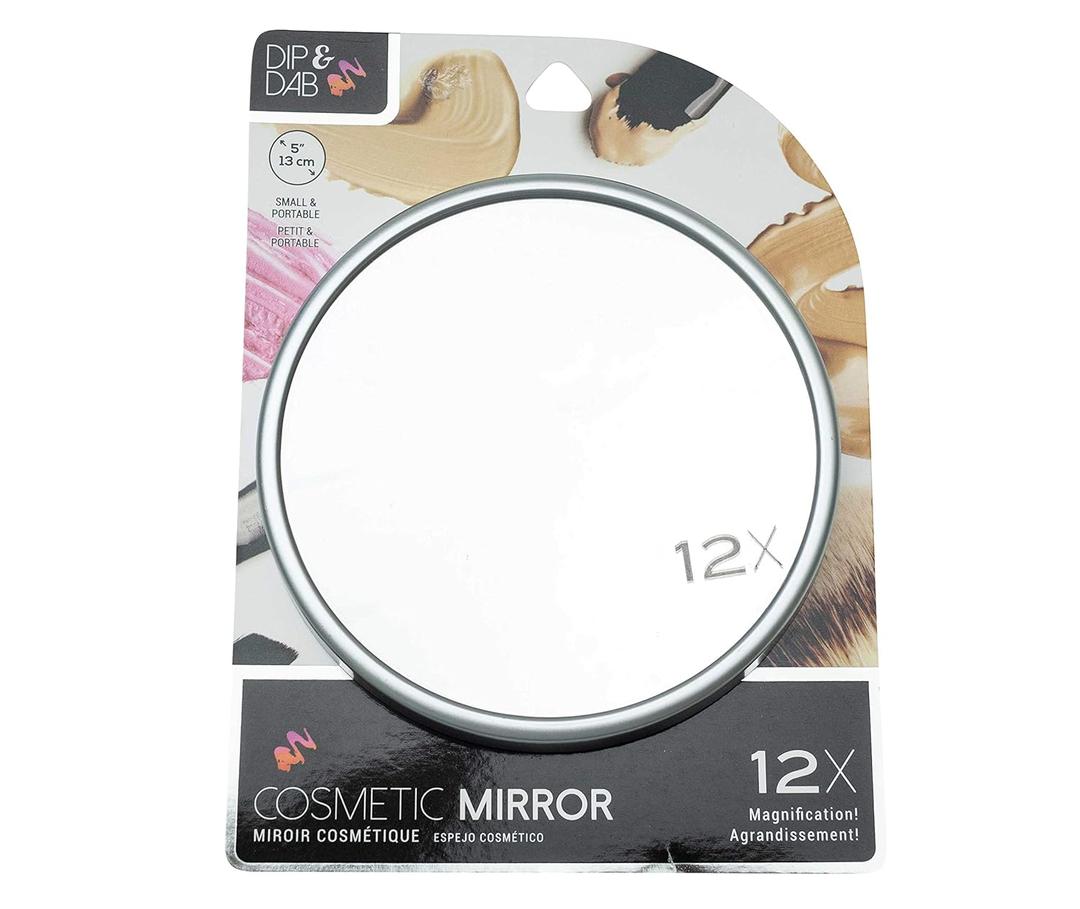 Jacent Dip & Dab 12X Magnification Cosmetic Mirror With Suction Cups, 5 Inch Diameter - 1 Pack (5"L x 5"W)