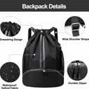 Hoedia Sports Drawstring Backpack - String Swim Gym Bag with Shoes Compartment and Wet Proof Pocket for Women&Men