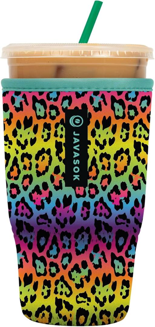Sok It JavaSok Iced Coffee & Cold Soda Insulated Neoprene Cup Sleeve (Rainbow Leopard, Large: 30-32oz) Sok It JavaSok Iced Coffee & Cold Soda Insulated Neoprene Cup Sleeve (Rainbow Leopard, Large: 30-32oz)
