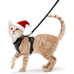rabbitgoo Cat Harness and Leash for Walking, Escape Proof Soft Adjustable Vest Harnesses for Cats, Easy Control Breathable Reflective Strips Jacket, Black, S