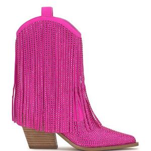Jessica Simpson Paredisa Rhinestone Fringe Cowboy Booties, 6.5
