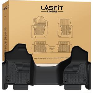 LASFIT Front Floor Mats for RAM 1500/2500/3500 2013-2018 Bench Seat | Fits 1500 Classic 2019-2024 Regular & Quad Cab, Not Fit Crew Cab/Bucket Seats, All Weather TPE Custom Fit Floor Liners, Black