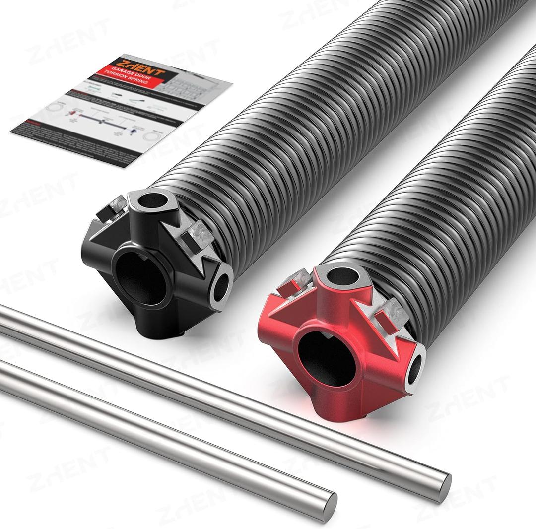 Garage Door Torsion Springs 2'' (Pair) with Non-Slip Winding Bars, Coated Torsion Springs with a Minimum of 18,000 Cycles (0.218''2''32'')