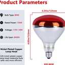 150W R40 Infrared Heat Lamp Bulb for Chicken Brooder, Pets, Reptiles, Bathroom & Sauna, E26 120V, 2000Hrs Red Light Therapy, 1-Pack
