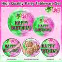 Avezano 96 PCS Pink and Green Party Decorations Witch Bow Plates Tableware Girls Women Witch and Princess Birthday Party Supplies, Serves 24
