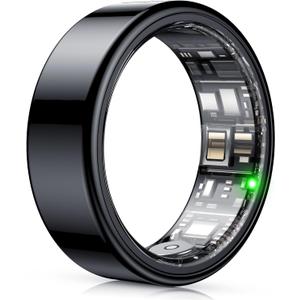 NEWTRENDS Smart Ring, Heart Rate/Sleep/Blood Oxygen Monitoring, Step Count, Wearable Fitness Tracker, APP Bluetooth Connected, IP68 Waterproof, 7 Days Battery Life, Black (Size 10)