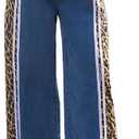Womens High Waisted Jeans Cheetah Print Pants Wide Leg Jeans Leopard Pants Straight Leg Women Baggy Jeans Y2k (S)