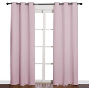 NICETOWN Nursery Essential Thermal Insulated Solid Grommet Top Blackout Curtains/Drapes (1 Pair, 42 x 84 inches, Baby Pink)