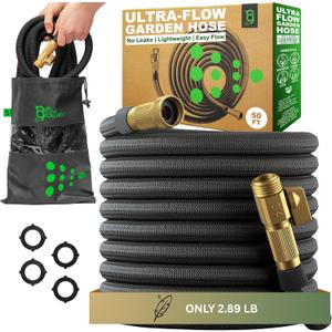 Easy to Use Garden Hose 50 FT, Lightweight and Leak-Proof Heavy-Duty Flexible Water Hose 50FT with Reinforced TPE Core, 3/4" Solid Brass Fittings, Ultra-Flow Manguera Para Jardin, Built to Last