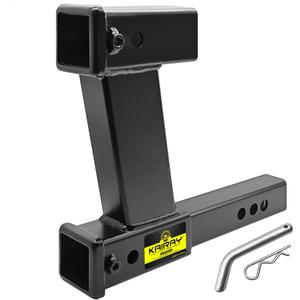 KAIRAY Double Hitch Receiver, 2 inch Trailer Dual Hitch Extension Riser, Hitch Adapter Fits for 2 inch Receiver Extender to 10 inch Max Length, 10 Inch Riser/Drop (Z-shaped)