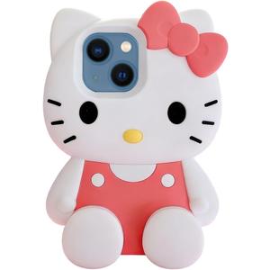 Anime Cat Soft Silicone Case for iPhone 13/14/15,Fashion Kawaii Soft Silicone Animal tective Gel Shockof Gel Back Cover