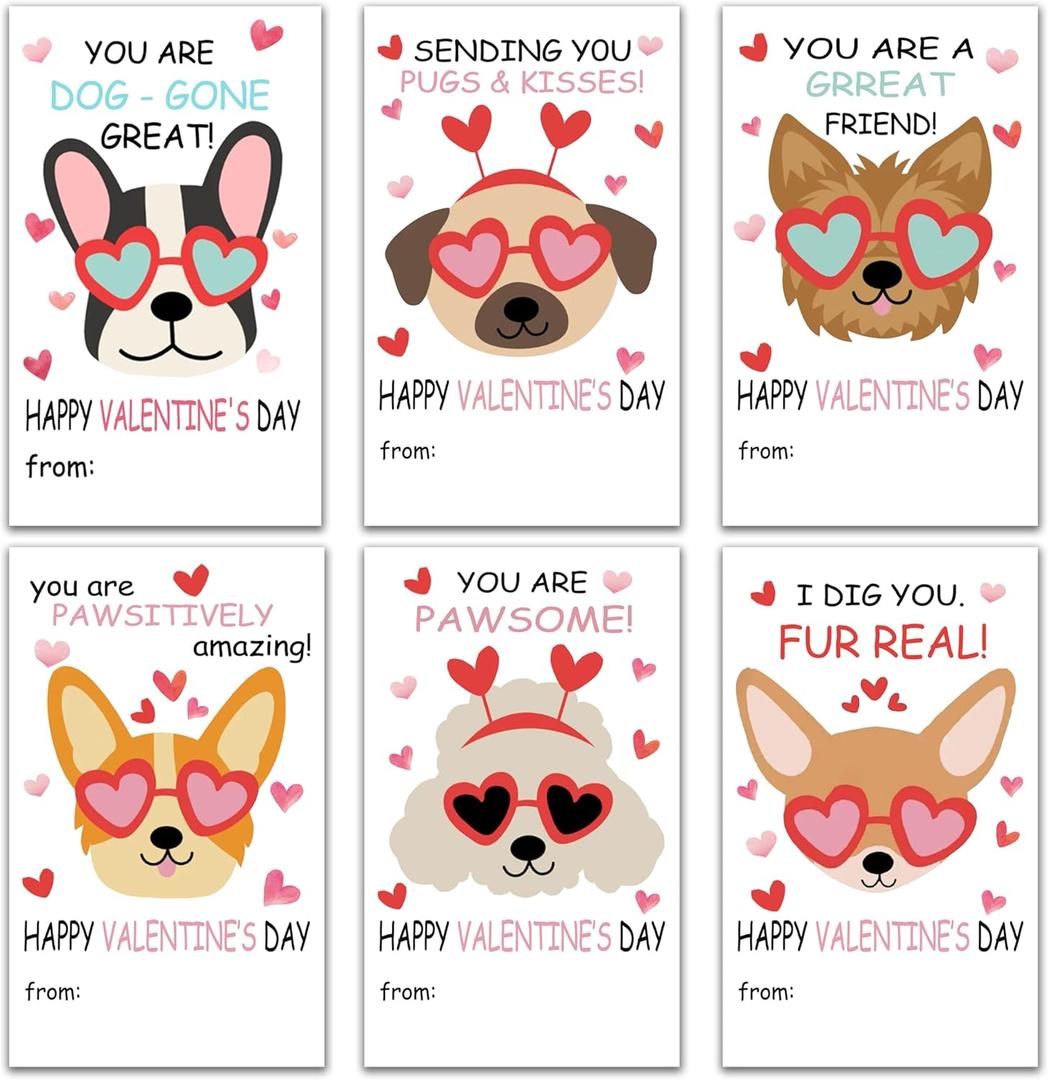 60pcs Valentine's Day Gift Tags Stickers - Puppy Dog Valentine Self-Adhesive Stickers - Happy Valentine's Day Gift Writable Labels Decorations - A01