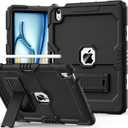 OKP Case for New iPad Air 13 inch M3 (2025), for iPad Air 13-inch M2 (2024), Heavy Duty Shockproof Rugged iPad Air 13'' Protective Cover with Pencil Holder & Built-in Stand, Black