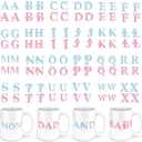 UV DTF Cup Wraps - 13 Sheets Personalized Pink Bows Letters Uvdtf Tumbler Wrap for 16 oz Glass, Blue Bow Creative Letter Transfer Stickers DIY Water Bottle Mug Name Decoration Gifts for Women