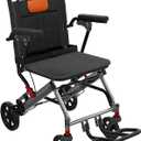 Folding Transport Wheelchair for Adults & Seniors, 22 LBS, Travel Portable Wheelchair with Removable Flip Armrests and Swing Footrests, 220 LBS, Locking Handbrake