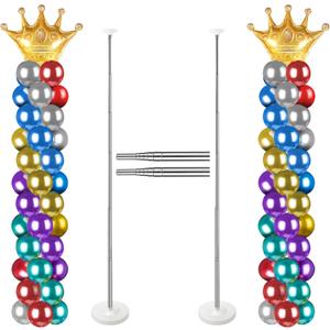 Balloon Column Stand for Floor Set of 2, Adjustable Balloon Arch Stand Balloon Tower Pillar for Halloween Gender Reveal, New Yew, Baby Shower, Birthday Party Decorations (Upgraded)