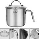 1.5 Quart Stainless Steel Saucepan with Pour Spout, Saucepan with Glass Lid, 6 cups Burner Pot with Spout - for Boiling Milk, Sauce, Gravies, Noodles, 6.3 x 5.91 x 5.12 inches