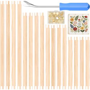 16 PCS Stretcher Bars for Needlework, 4 Sizes Wooden Splicing Canvas Needlepoint Embroidery Stitch Frame Set with 50 Thumb Tacks & Tack Remover for Cross Stitch Hand Embroidery Art Craft Supplies