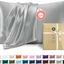 Bedsure Satin Pillowcases Queen Set of 2, Similar to Silk Pillow Cases Grey | Silky Pillowcase for Hair and Skin, Decorative Covers, Room Decor, Gifts for Women Men, Cooling, Stocking Stuffers, 20" x 30"