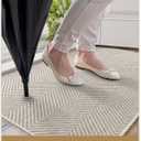 Color&Geometry Extremely White Beige Small Ultra Thin Indoor Door Mat 17"x30", Machine Washable Front Door Mat Non Slip, Low Profile Entrance Mat Indoor, Absorbent Carpet for Inside Use (FOLD)