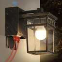 Outdoor Wall Lantern with GFCI Outlet, Dusk to Dawn Outdoor Lighting with Clear Glass Shade, Waterproof Outside Porch Lights for House Garage Front Door, Bulb Included (Black with Brushed Gold)