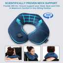 Travel Neck Pillow for Airplane, Compact Inflatable Neck Pillow for Traveling Long Flights, Adjust Firmness Neck Suport Pillow for Sleeping Plane Head Rest for Travel Accessories,Deep Blue (Medium)