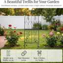 Garden Trellis for Climbing Plants 59" H x 21.7" W Metal Unique Design Decorative Garden Structure Weather-Resistant Lattice Outdoor Decor Flowers Roses Vine Ivy Clematis Black Coating