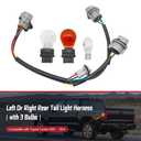 Tail Light Wiring Harness with 3 Bulbs Compatible with Toyota Tundra 2007-2014, Left or Right Rear Lamp Taillight Wiring Socket Replace 81555-0C070 815550C070
