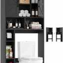Farmhouse Over The Toilet Storage Cabinet with Barn Door, Reversible Side, 31.1" W x 7.5" D x 66.9" H