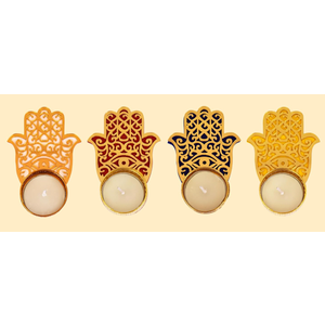 SATVIK Set of 4 Hamsa Tea Light Candle Holder Diya Festive Diwali Pooja Pujan Candle Hand Carved Tea Light Holder for Christmas and Diwali Decoration