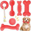 6 Pack Red Dog Chew Toys, Small Dog Teething Toys, Dental Health & Interactive Play