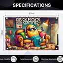 3x5 Feet Funny Single Sided Flags with Quote ''Couch Potato Certified'' - Cool Meme Poster Polyester for Bedroom - Banners for Mans with Four Brass Grommets - Cool Dorm Flag Outdoor or Indoor