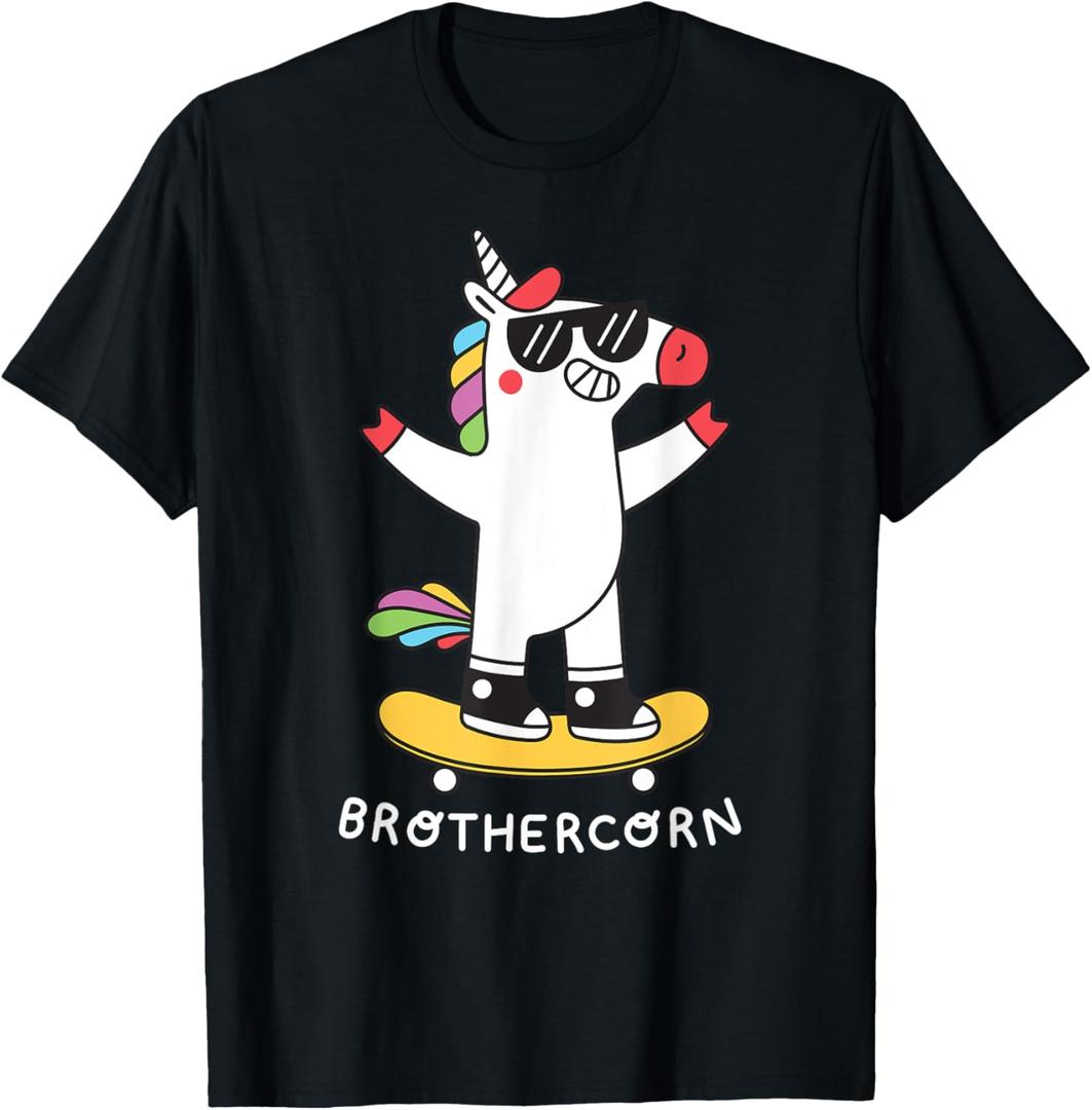 Magic Unicorn Brothercorn Family Brother T-Shirt (Small, Black)