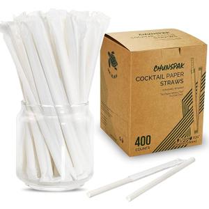 [310Pack] Compostable Short Paper Straws Individually Wrapped, 5.75" x 0.24", Dye-free White - Great for Kids, Milk Cartons, Cocktail & Coffee