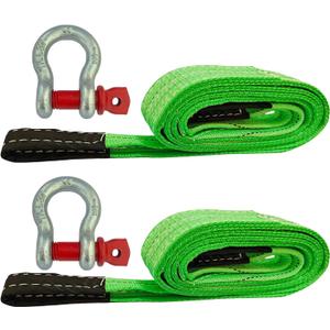 HENBOW Lift Sling Straps|2" × 6.5' Web Sling Strap with D Ring Shackles|4400Lbs Safety Work Load and 17600Lbs Breaking Load| Recovery Strap for Hoist Car Tree Saver Winch Recovery(2 Pack)