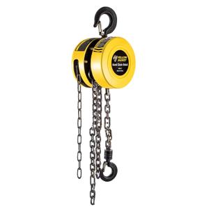 YELLOW JACKET Hand Chain Hoist 1 Ton 2200 Lbs Capacity Chain Block, 10 Feet with 2 Heavy Duty Hooks for Warehouse Automotive Machinery, Manual Chain for Lifting, Good, Yellow