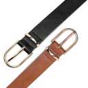 Earnda Women's Faux Leather Chic Belt for Ladies Jeans (Medium: fits waist from 29"-32", B_black&brown)