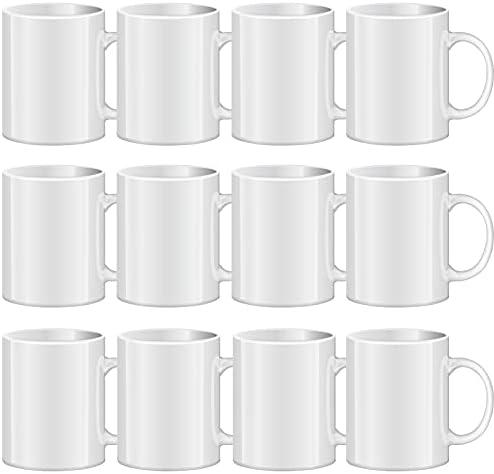 TANGLONG Sublimation Mugs Blank, Tazas Para Sublimacion, White Ceramic Sublimation Cups, Bulk Mugs for Coffee, Tea, Latte, Soup, Milk, Hot Cocoa 11 oz Set of 12