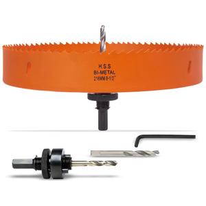 8-1/2 Inch Hole Saw with Arbor for Metal Wood Plastic, 8.5 in Bi-Metal Hole Cutter for Different Project with Smooth and Flat Drilling Edge, Fast Chip Removal, Lighter and Portable