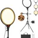 14" Ring Light with Stand, 6500K Professional Full-Screen Large Ring Light LED Selfie Light Dimmable Photography Lighting with Remote Control, Overhead Phone Holder, Stand for YouTube TikTok