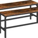 HOOBRO Dining Benches, Pair of 2 Industrial Kitchen Table Benches, Wooden Indoor Benches, Durable and Stable, for Dining Room, Kitchen, Living Room, Bedroom, Rustic Brown BF02CD01