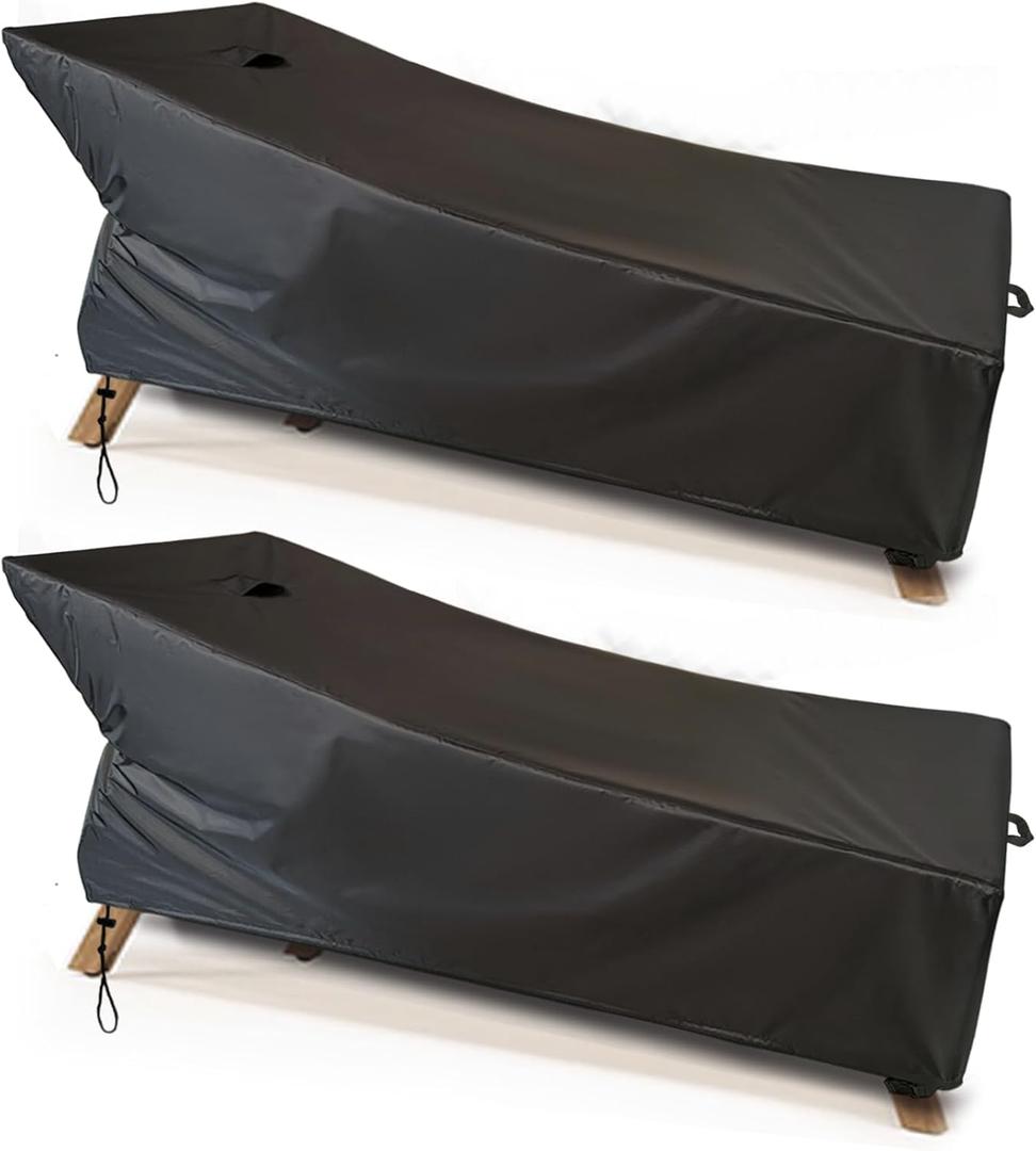 SIHAIAN Chaise Lounge Cover Waterproof Patio Lounge Chair Cover UV Resistant Lounger Covers Dust-Proof Outdoor Lounge Chair Covers 2Pack Patio Furniture Covers 78Lx32Wx35H in Black