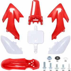 Podoy CRF50 Body Fender Kit for Compatible with XR50 XR 50 CRF 50 SDG SSR Pit Dirt Motor Trail Bike Black with Bolt Work Fairing Plastic (Red)