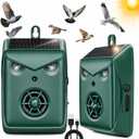 2026 Solar Ultrasonic Bird Repellent Outdoor,2 Pcs Woodpecker Deterrent for House,USB Charging & Waterproof Goose Pigeon Bird Deterrents for Outside,Birds Repeller Scare Devices for Garden Orchard