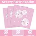 96PCS Pink Silver Disco Party Plates Napkins Disco Birthday Decoration 70s Theme Disposable Paper Cake Tableware Serve 24 Guests Women Girls Baby Shower Bachelorette Wedding Birthday Party Favor
