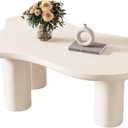 Cloud Coffee Table, Irregular Cream Coffee Table, Cream Style Center Table with 3 Legs, Modern Center Table for Living Room, Indoor Coffee Table, Easy to Assemble