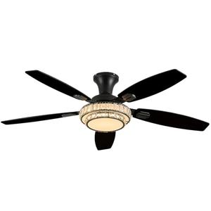 Fanyank Ceiling Fans with Lights-Crystal Ceiling Fan,52" Low Profile and Remote Control, Flush Mount, Reversible, 3CCT, Dimmable, Noiseless, Black Ceiling Fan for Bedroom