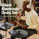 MOSEN Electric Drum Set with 4 Quiet Mesh Drum Pads, Cymbals, Sticks, Headphones, USB MIDI, Kick Pedal, 195+ Sounds and 25 Drum Kits for Beginner MED-X3