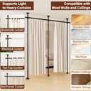 Abiglifty Room Divider Curtain Rod No Drilling, Adjustable 4-10ft(H) 28-114inch(W) Wall Divider for Room Separation, Heavy Duty Floor to Ceiling Tension Curtain Stand, Black